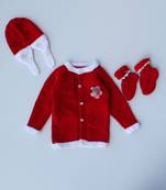 Red hand woven woolen blends girls-jackets-coats