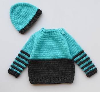 Blue hand woven woolen blends girls-jackets-coats 1