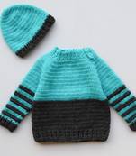 Blue hand woven woolen blends girls-jackets-coats