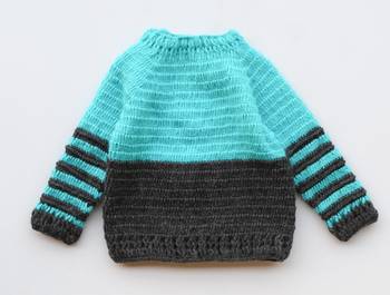 Blue hand woven woolen blends girls-jackets-coats 2