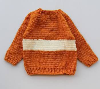 Orange hand woven woolen blends girls-jackets-coats 2