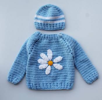 Blue hand woven woolen blends girls-jackets-coats 1