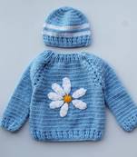 Blue hand woven woolen blends girls-jackets-coats