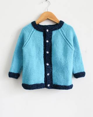 Blue hand woven woolen blends girls-jackets-coats 1