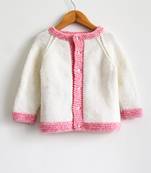 Pink hand woven woolen blends girls-jackets-coats