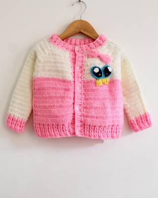 Pink hand woven woolen blends girls-jackets-coats 1