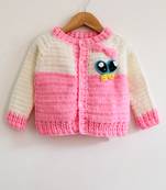 Pink hand woven woolen blends girls-jackets-coats