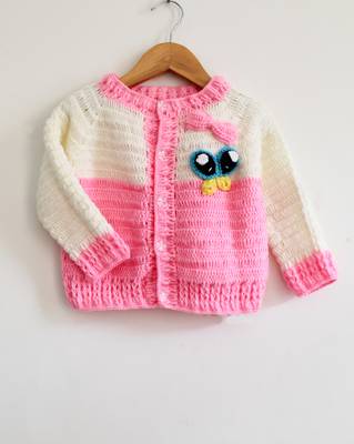 Pink hand woven woolen blends girls-jackets-coats 2
