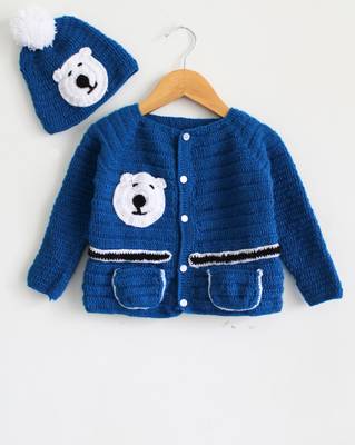 Blue hand woven woolen blends girls-jackets-coats 1