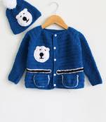 Blue hand woven woolen blends girls-jackets-coats