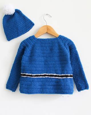 Blue hand woven woolen blends girls-jackets-coats 2