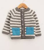 Grey hand woven woolen blends girls-jackets-coats