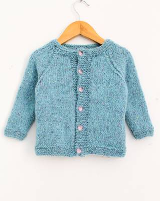 Turquoise hand woven woolen blends girls-jackets-coats 1