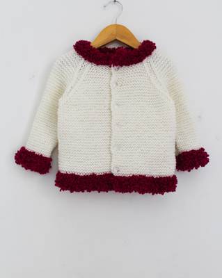 White hand woven woolen blends girls-jackets-coats 1