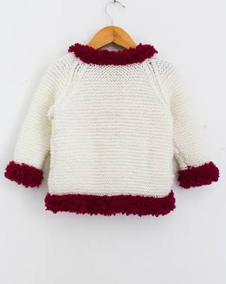White hand woven woolen blends girls-jackets-coats 2