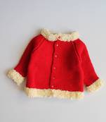 Red hand woven woolen blends girls-jackets-coats