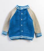 Blue hand woven woolen blends girls-jackets-coats