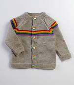 Grey hand woven woolen blends girls-jackets-coats