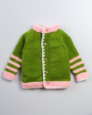 Green hand woven woolen blends girls-jackets-coats 1