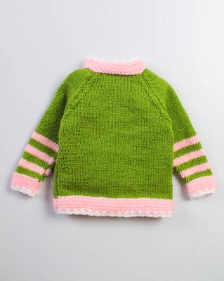 Green hand woven woolen blends girls-jackets-coats 2