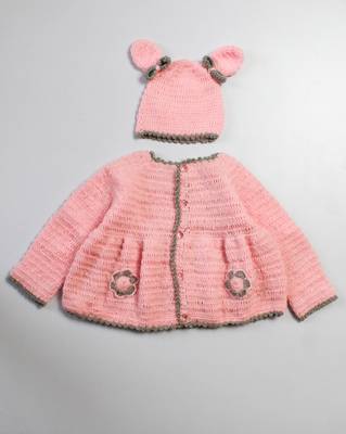 Pink hand woven woolen blends girls-jackets-coats 1