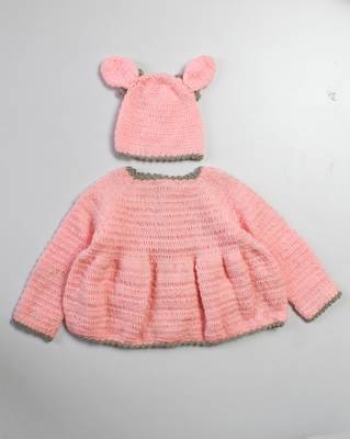 Pink hand woven woolen blends girls-jackets-coats 2