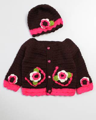 Brown hand woven woolen blends girls-jackets-coats 1