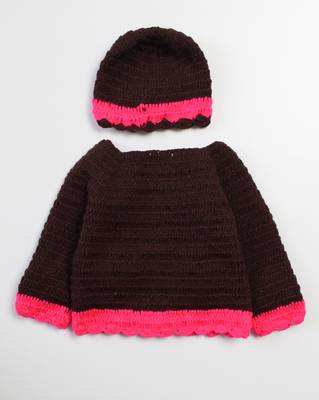 Brown hand woven woolen blends girls-jackets-coats 2