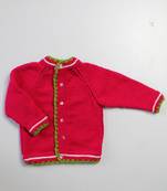Pink hand woven woolen blends girls-jackets-coats
