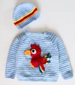 Blue hand woven woolen blends girls-jackets-coats