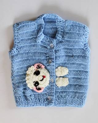 Blue hand woven woolen blends girls-jackets-coats 1