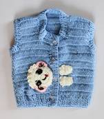 Blue hand woven woolen blends girls-jackets-coats