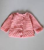 Pink hand woven woolen blends girls-jackets-coats