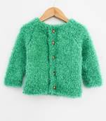 Green hand woven woolen blends girls-jackets-coats
