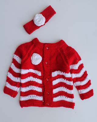Red hand woven woolen blends girls-jackets-coats 1