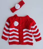 Red hand woven woolen blends girls-jackets-coats