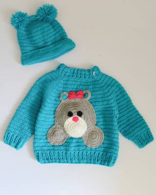 Blue hand woven woolen blends girls-jackets-coats 1
