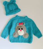 Blue hand woven woolen blends girls-jackets-coats