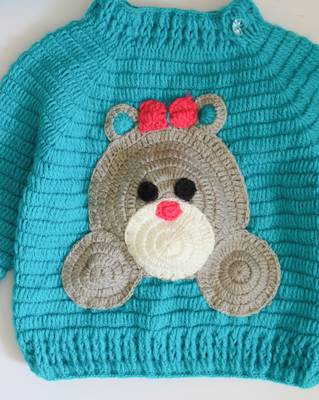 Blue hand woven woolen blends girls-jackets-coats 3