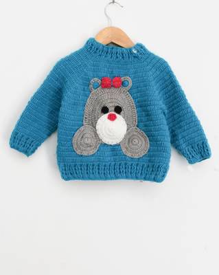 Blue hand woven woolen blends girls-jackets-coats 4