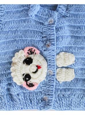 Blue hand woven woolen blends girls-jackets-coats 3