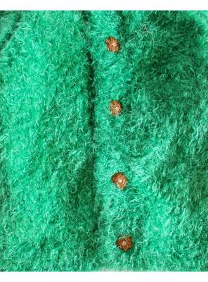 Green hand woven woolen blends girls-jackets-coats 5