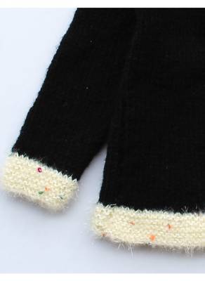 Black hand woven woolen blends girls-jackets-coats 4