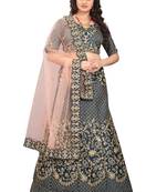 Grey Colored Bridal  With Embroidery Work Cancan Lehenga Choli