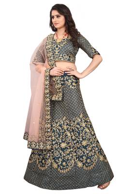 Grey Colored Bridal  With Embroidery Work Cancan Lehenga Choli 3