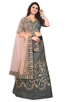 Grey Colored Bridal  With Embroidery Work Cancan Lehenga Choli 4