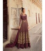 Rich Plum Embroidered Anarkali Lehnga / Pant Suit