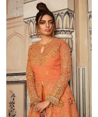 Orange Embroidered Anarkali Lehnga / Pant Suit 2