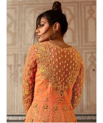 Orange Embroidered Anarkali Lehnga / Pant Suit 3