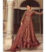 Burnt Red  Embroidered Designer Anarkali lehenga
